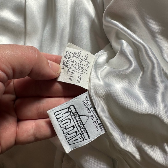 Vintage 1980s John Michael White Leather Studded Rhinestone Jacket Large - Picture 8 of 9